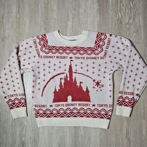 Tokyo Disney Resort 2022 Sweater TDL Cinderella Castle White x Red Unisex Size M